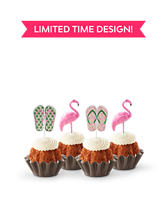 Limited Time Design! Paradise Bundtinis in Carrot with Flamingos and Flip Flop Sandals Toppers
