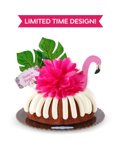 Carrot Party in Paradise decorated with a Flamingo, tropical leaves and hot pink bow