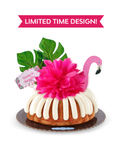 Confetti Party in Paradise decorated with a Flamingo, tropical leaves and hot pink bow