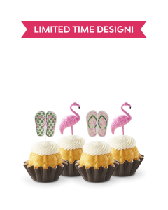 Limited Time Design! Paradise Bundtinis in Lemon with Flamingos and Flip Flop Sandals Toppers
