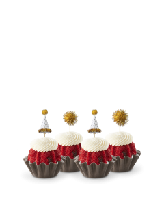 Red Velvet Gold Sparkle Hats and Poms Bundtinis®
