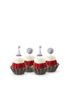 Red Velvet Silver Sparkle Hats and Poms Bundtinis®