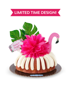 Strawberries & Cream Party in Paradise decorated with a Flamingo, tropical leaves and hot pink bow
