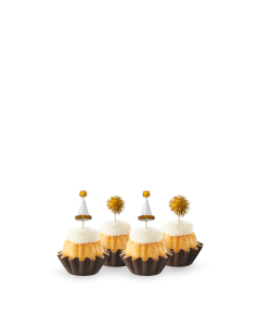 Classic Vanilla Gold Sparkle Hats and Poms Bundtinis® 