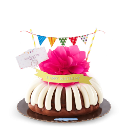 Cele'bundt'ing You Bundt Cake with "Happy Birthday" banner