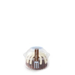 Personal size bundt cake, packaged in a plastic container. 