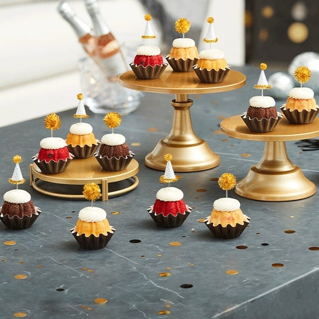 Gold Sparkle Hats and Poms Bundtinis - Shop Bundtinis