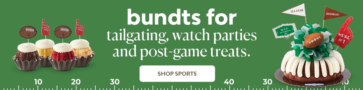 bundts for tailgating, watch parties and post-game treats featuring MVP Football Bundt Cake and Football Bundtinis - Shop Sports