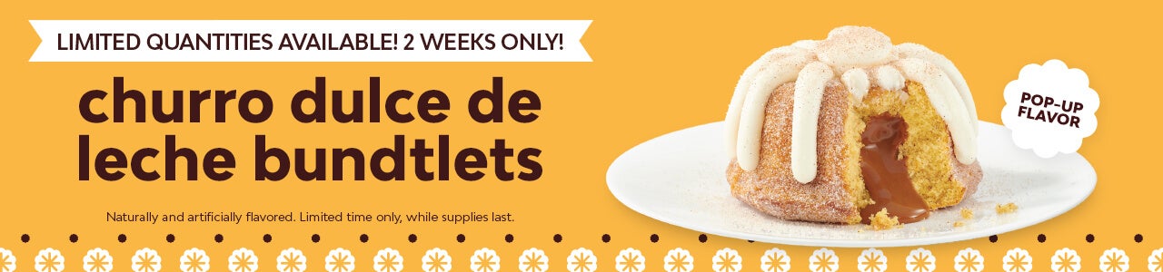 Pop-Up Flavor! Limited Quantities Available! 2 Weeks only! churro dulce de leche bundtlets.
