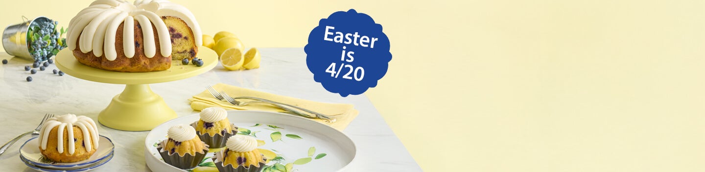 Lemon Blueberry Featured Flavor in different sizes available. Easter is 4/20.