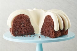 One Bundt Cake wrapped in cellophane and tied with a ribbon