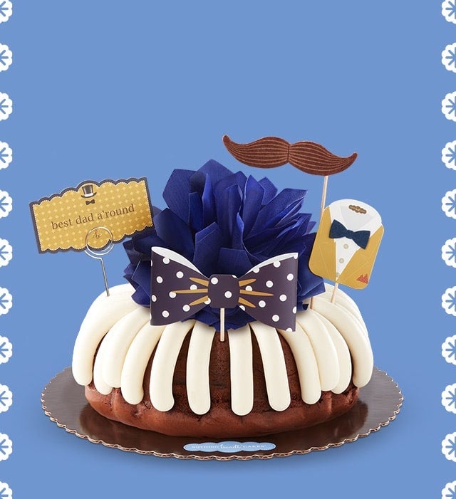 The sweet way to dad's heart featuring Best Dad A'round Bundt Cake.