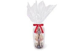 Three Bundt Cake wrapped in cellophane and tied with a ribbon